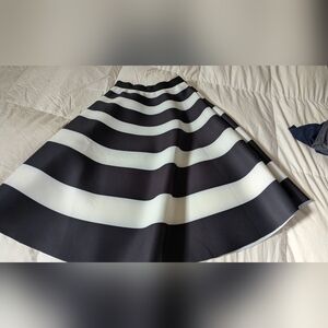 Black and White Striped Women's Skirt A Line Scuba